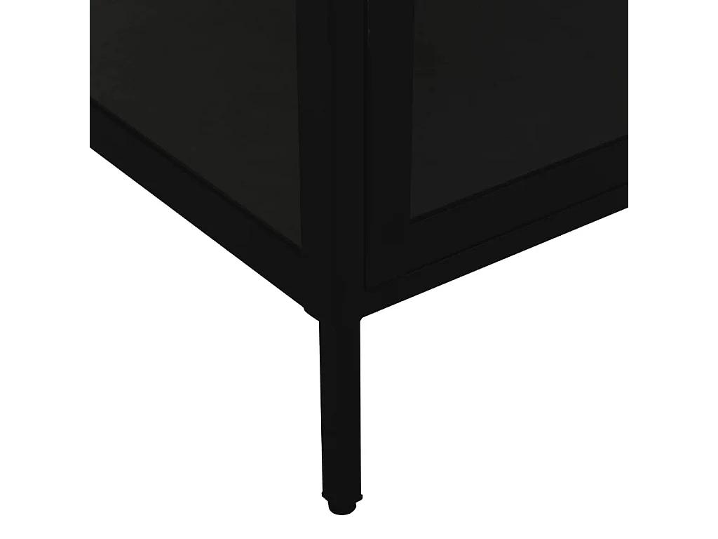 Vitrine Schwarz 90x40x180 cm Stahl und Gehärtetes Glas