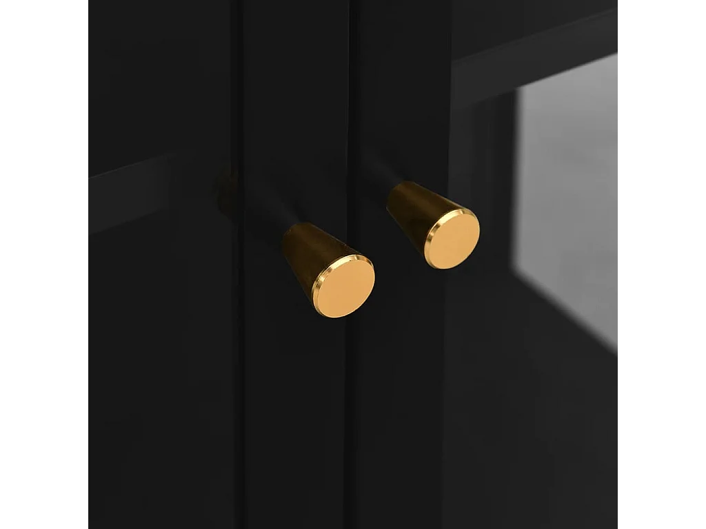 Vitrine Schwarz 90x40x180 cm Stahl und Gehärtetes Glas