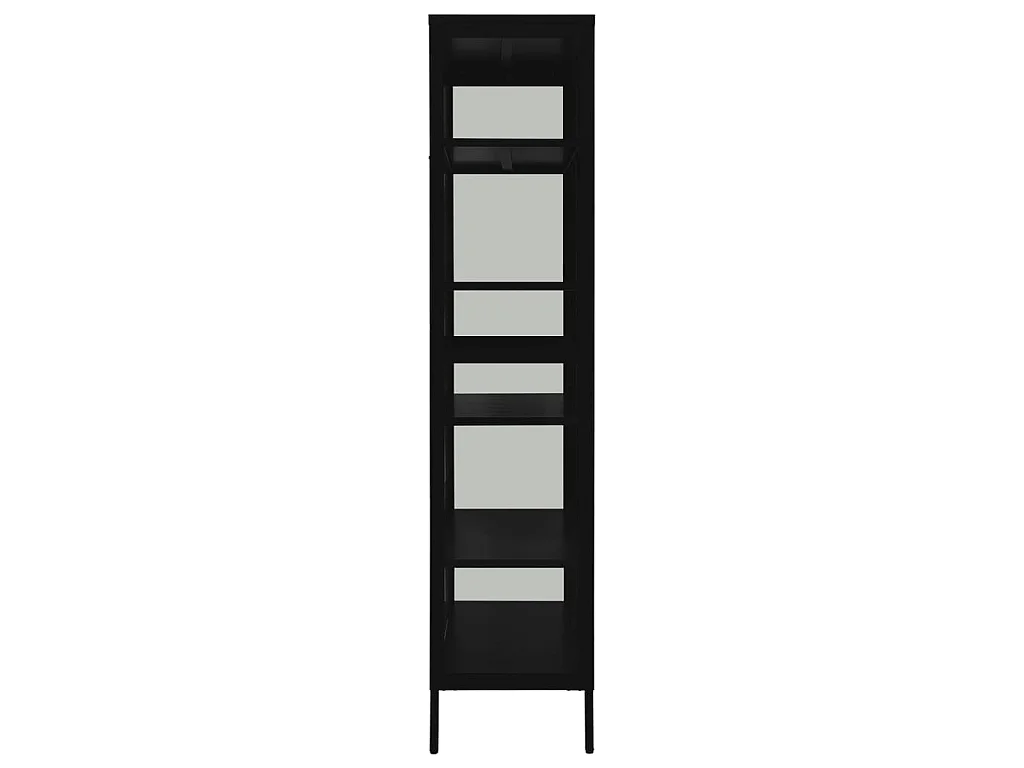 Vitrinekast 90x40x180 cm staal en gehard glas zwart
