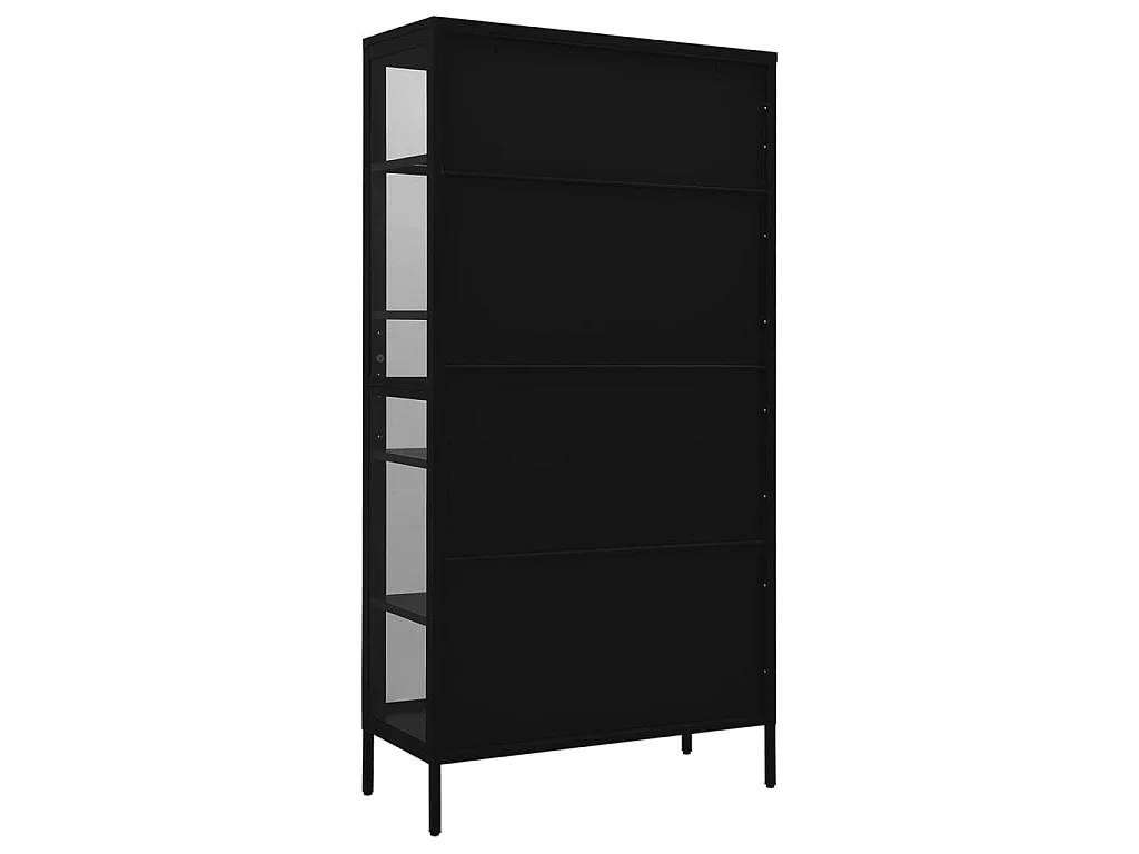 Vitrinekast 90x40x180 cm staal en gehard glas zwart