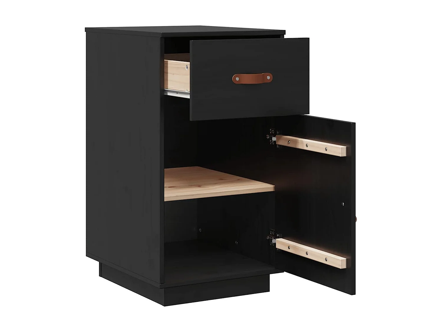 Armadietto da Scrivania Nero 40x50x75 cm Legno Massello Pino