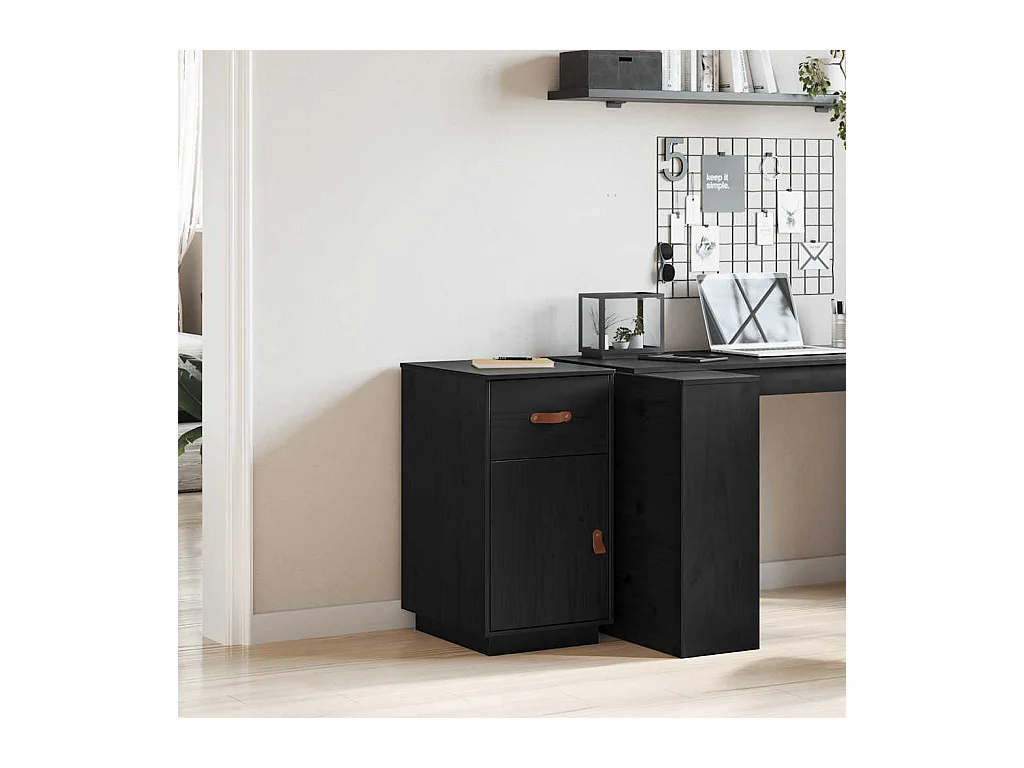 Armoire de bureau Noir 40x50x75 cm Bois massif de pin