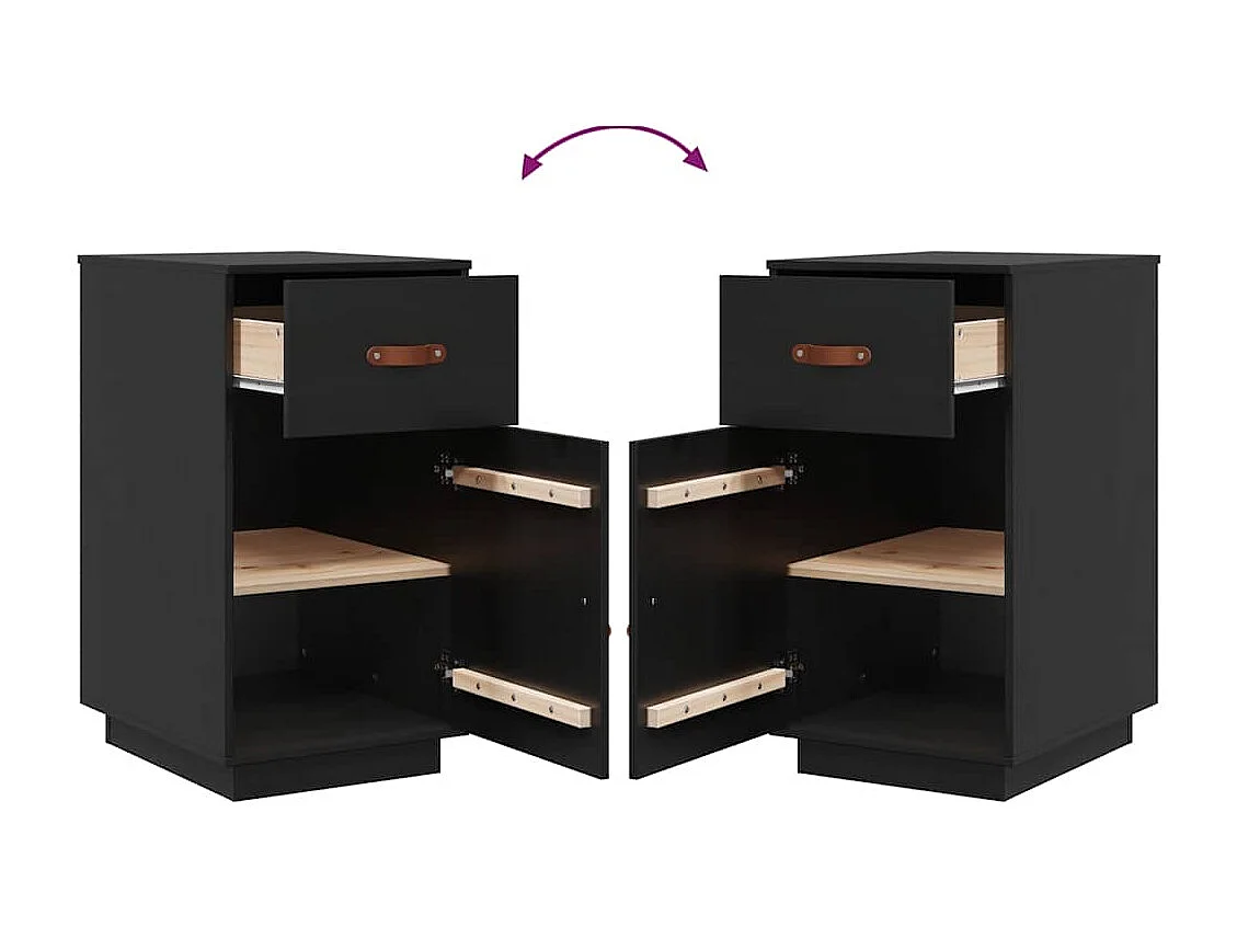 Armário de secretária 40x50x75 cm madeira de pinho maciça preto