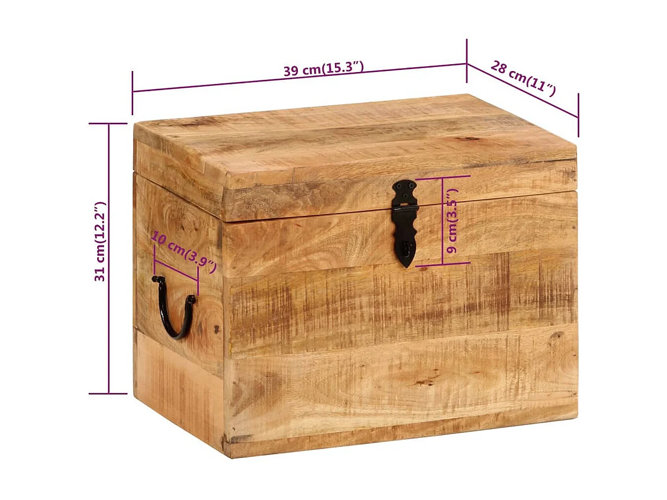 Aufbewahrungsbox 39x28x31 cm Massivholz Mango