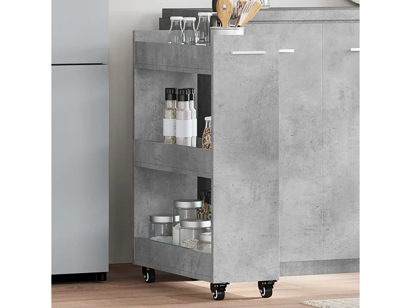 Armario con ruedas madera ingeniería gris hormigón 60x22x79 cm