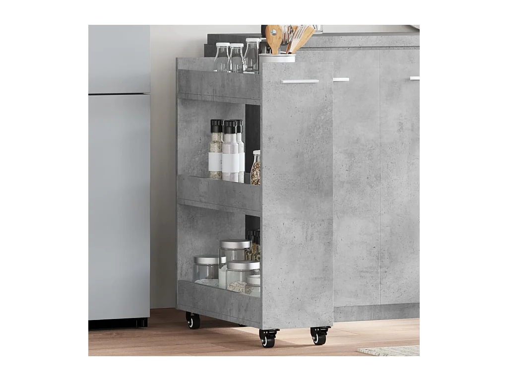 Schrank mit Rollen Betongrau 60x22x79 cm Holzwerkstoff
