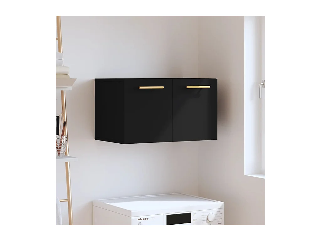 Mobile a Parete Nero 60x36,5x35 cm in Legno Multistrato