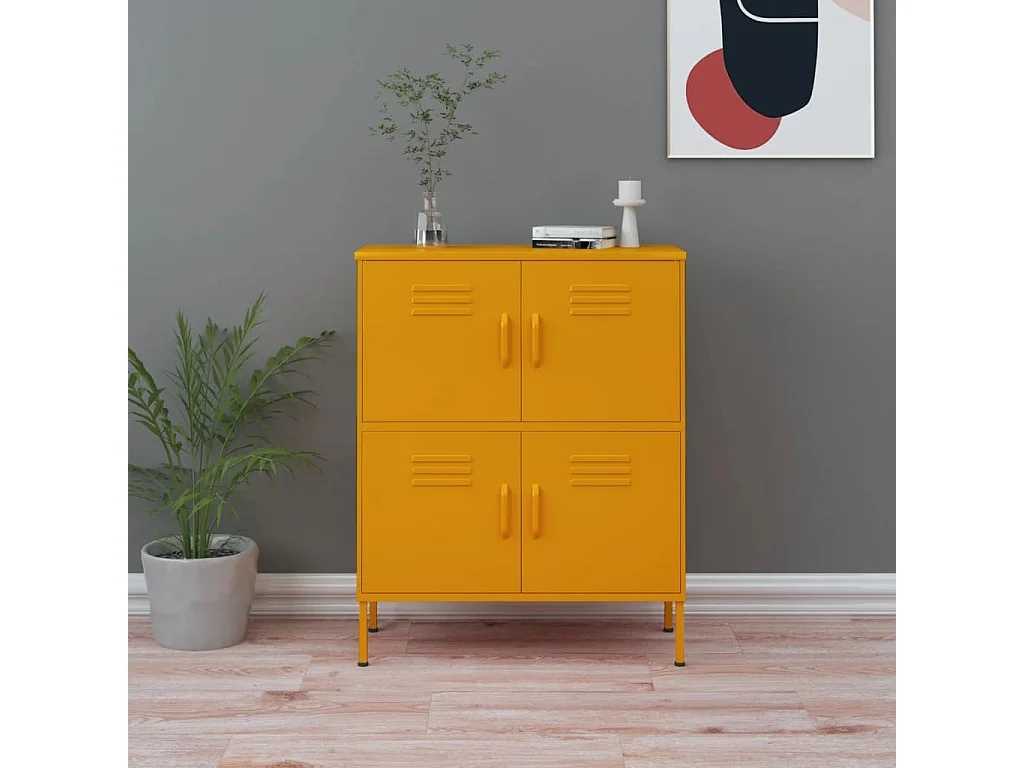 Armário de arrumação aço 80x35x101,5 cm amarelo mostarda