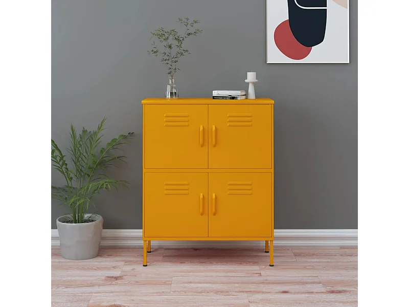 Armadietto Giallo Senape 80x35x101,5 cm in Acciaio