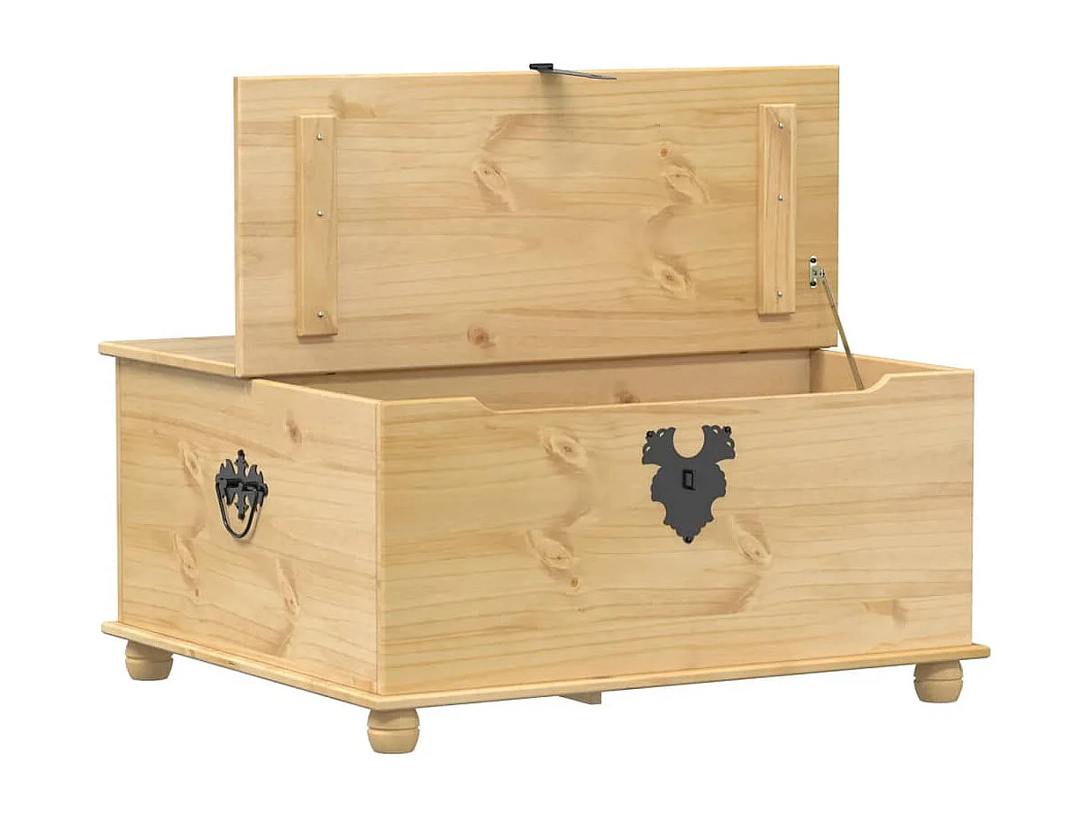 Scatola Portaoggetti Corona 90x78x45 cm Legno Massello di Pino