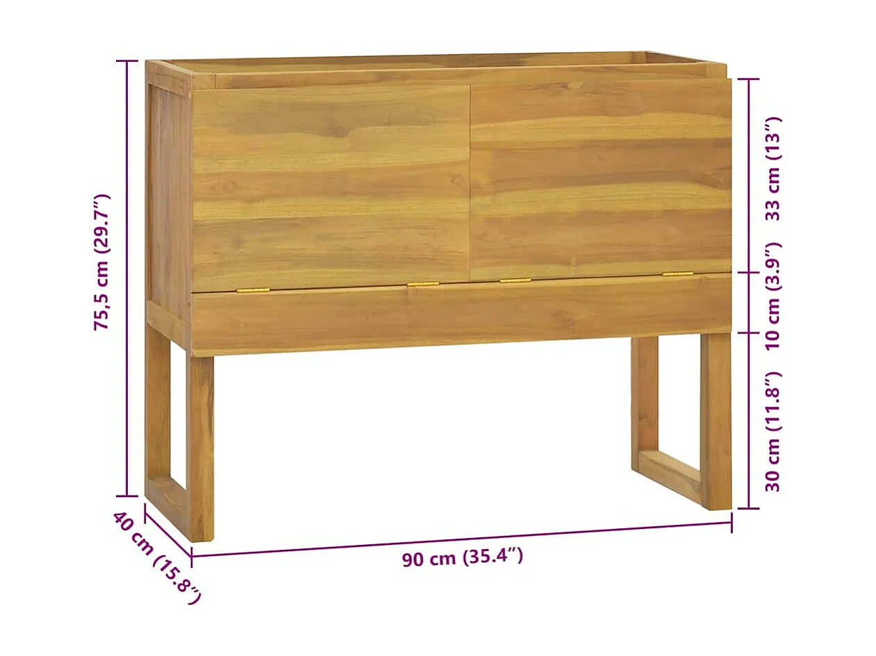 Armoire de salle de bain 90x40x75,5 cm bois de teck solide
