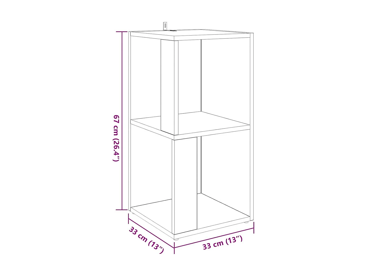 Hoekkast 33x33x67 cm bewerkt hout wit