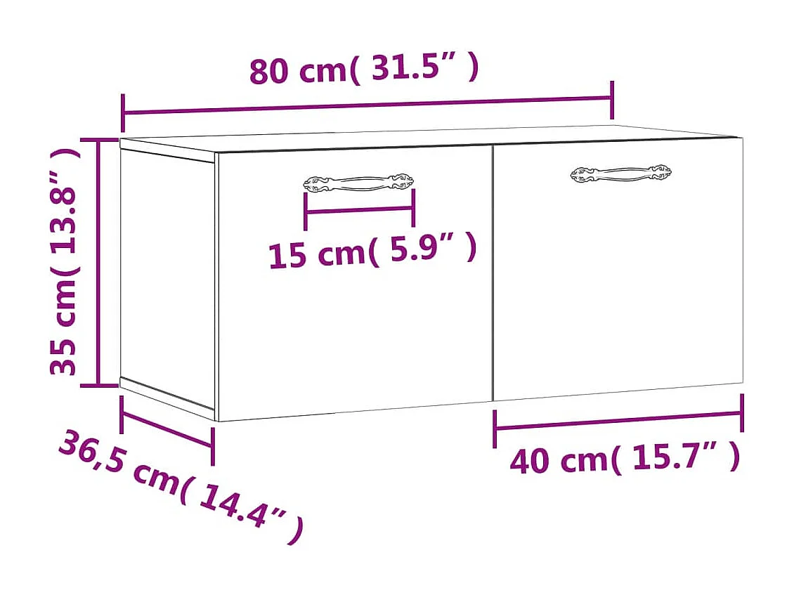 Armoire murale sonoma gris 80x36,5x35 cm bois d'ingénierie