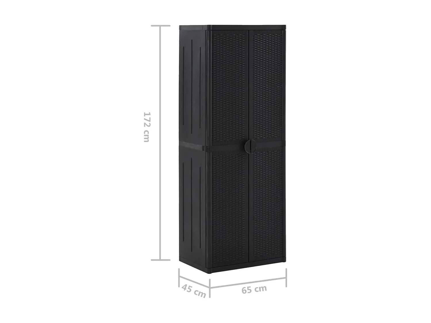Armoire de rangement de jardin Noir 65x45x172 cm PP Rotin