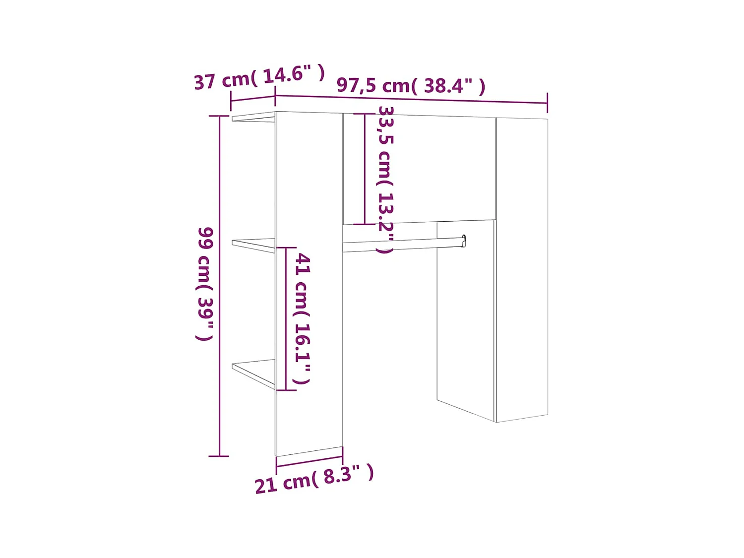 Armoire de couloir Chêne marron 97,5x37x99 cm Bois d'ingénierie