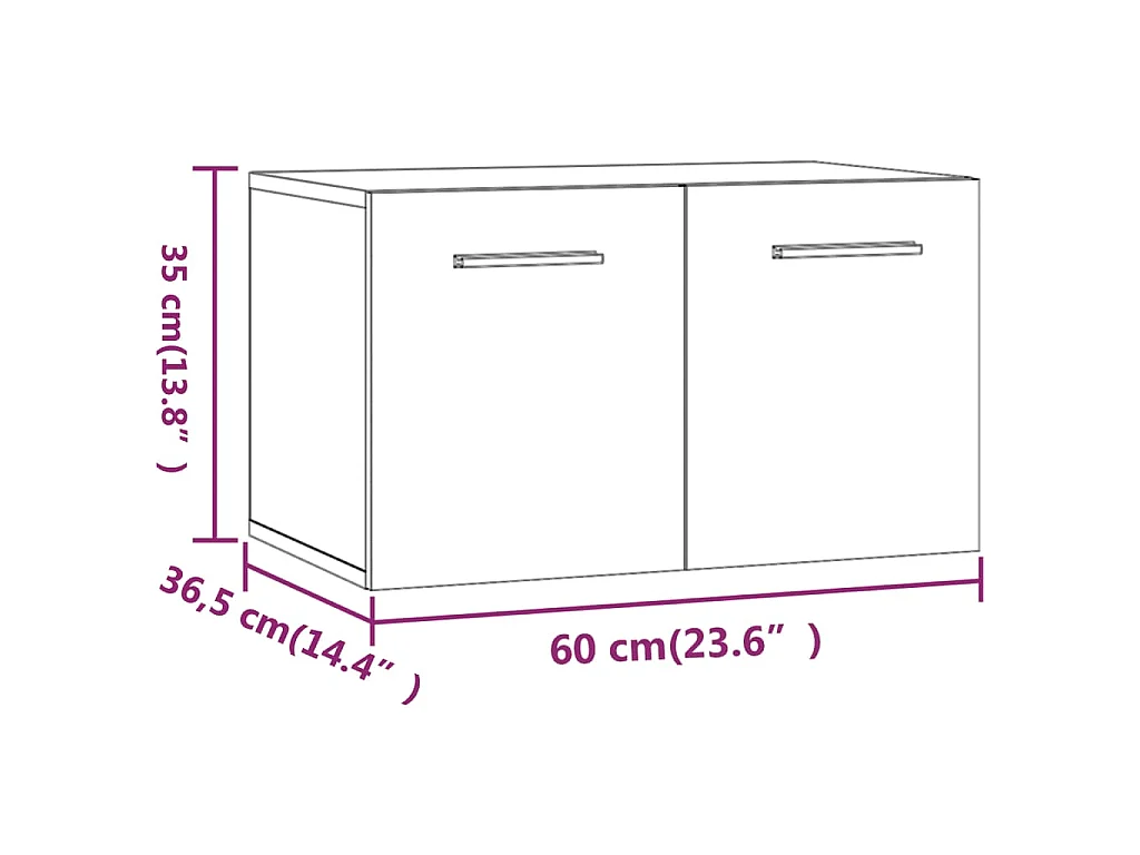 Mobile a Parete Rovere Fumo 60x36,5x35 cm in Legno Multistrato
