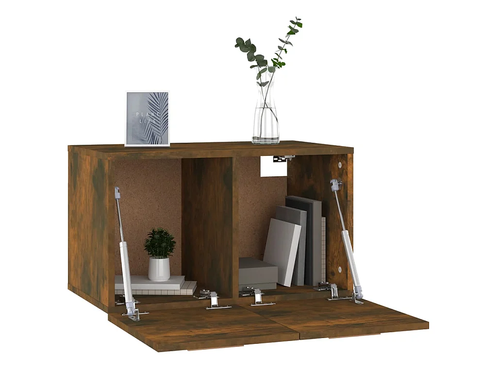 Mobile a Parete Rovere Fumo 60x36,5x35 cm in Legno Multistrato