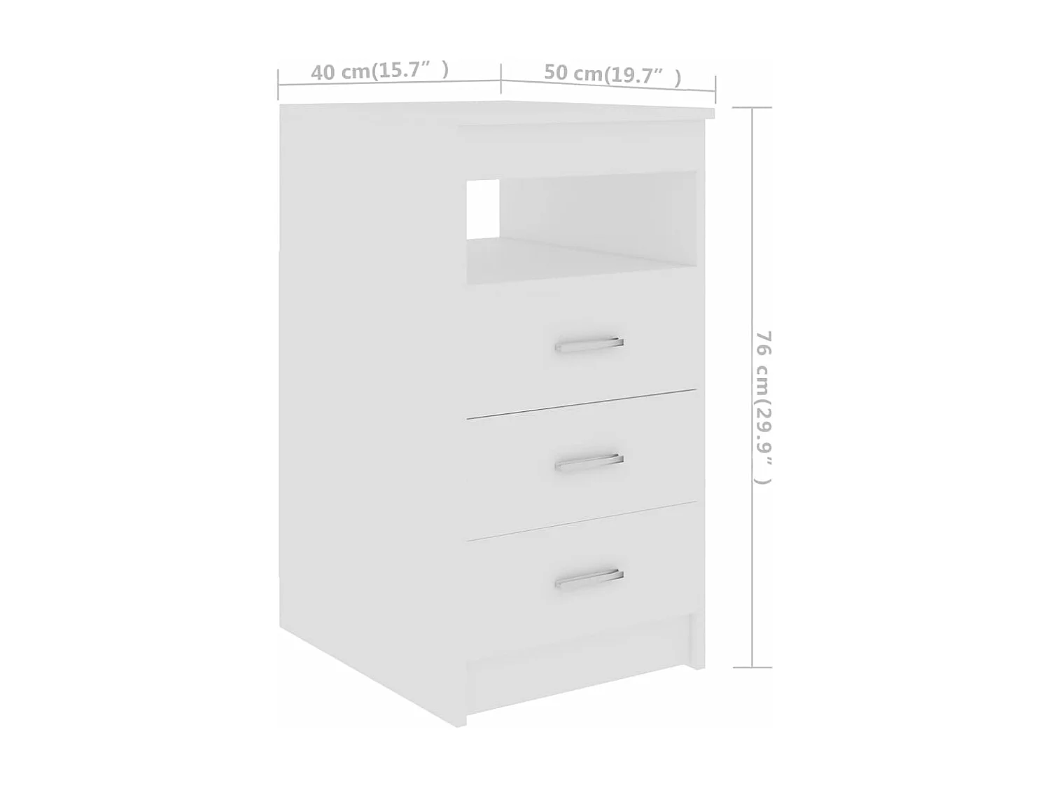 Armoire à tiroirs Blanc 40x50x76 cm Bois d'ingénierie