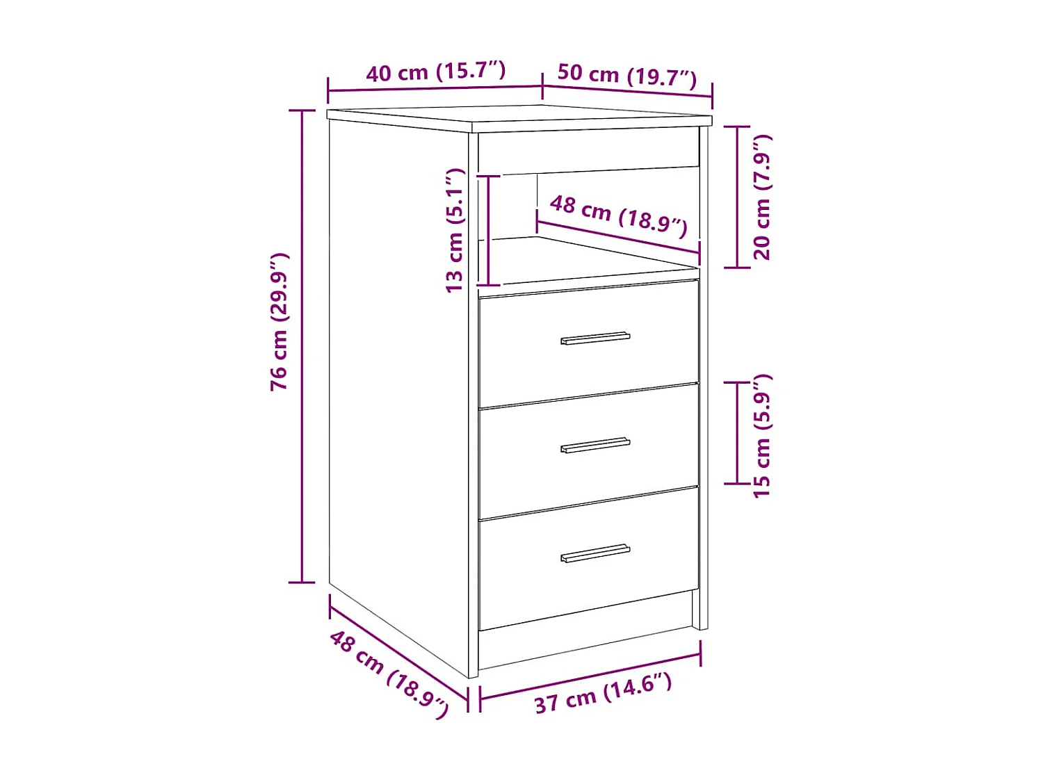 Sideboard mit Schubladen Weiß 40x50x76 cm Holzwerkstoff