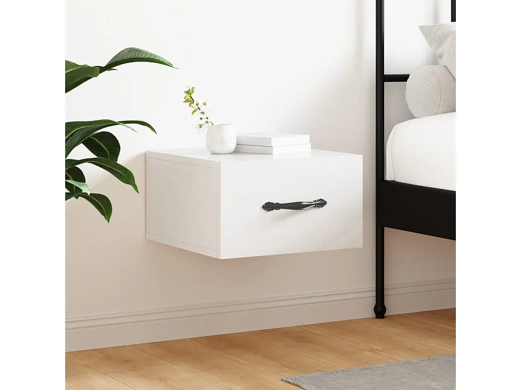 Mesas de cabeceira parede 35x35x20 cm branco brilhante