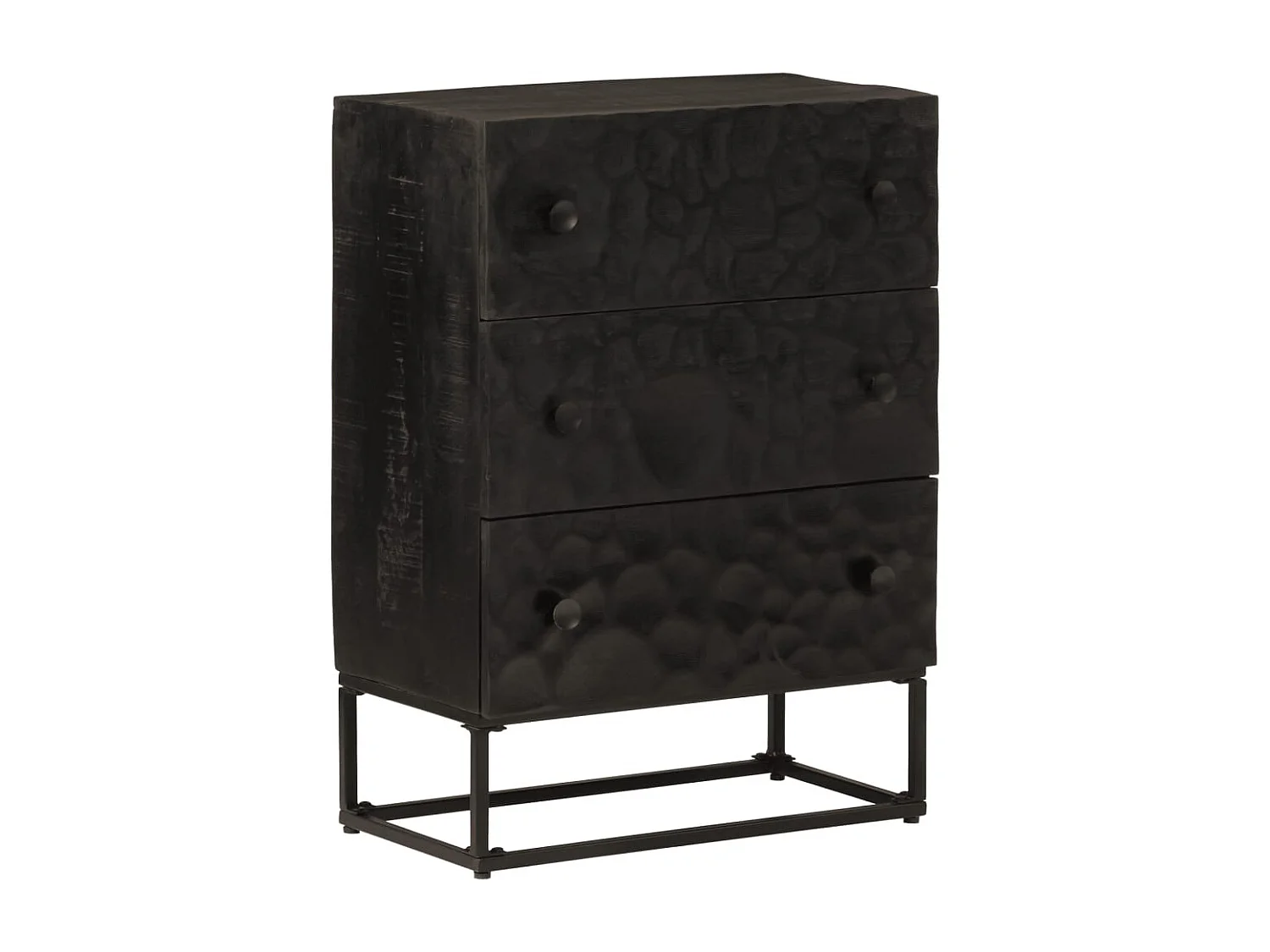Kommode Schwarz 55x30x76 cm Massivholz Mango und Eisen
