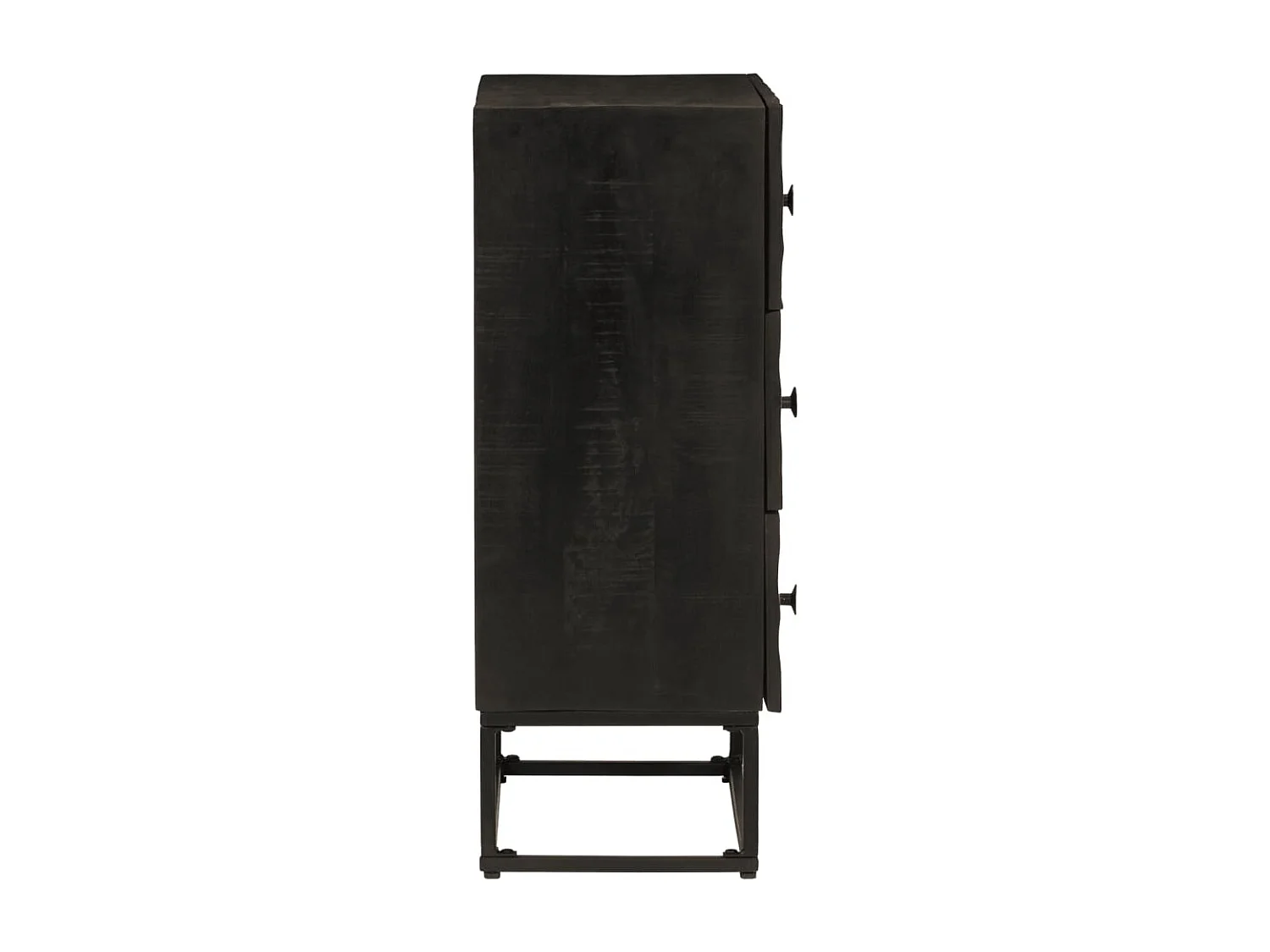 Kommode Schwarz 55x30x76 cm Massivholz Mango und Eisen