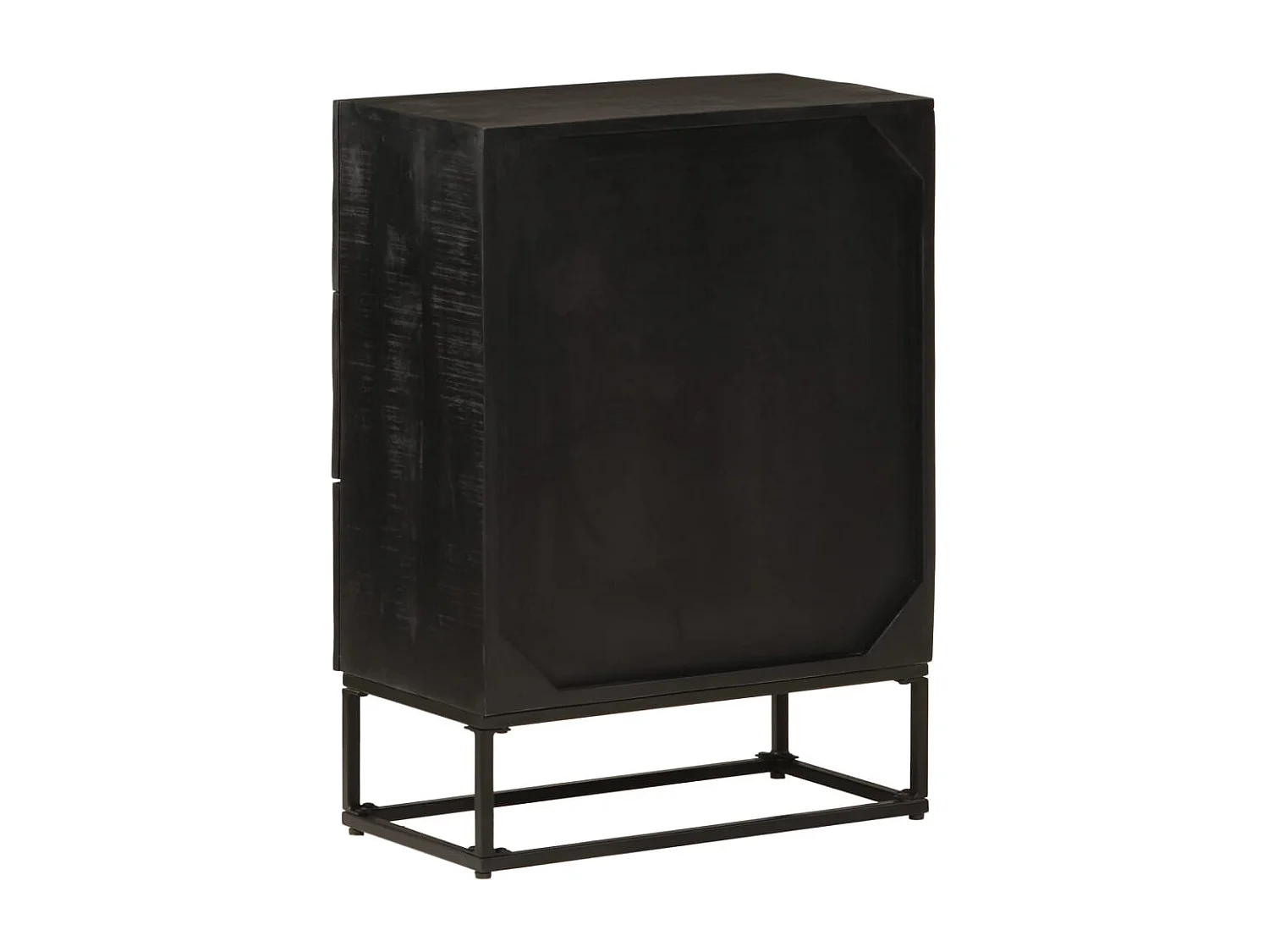 Kommode Schwarz 55x30x76 cm Massivholz Mango und Eisen