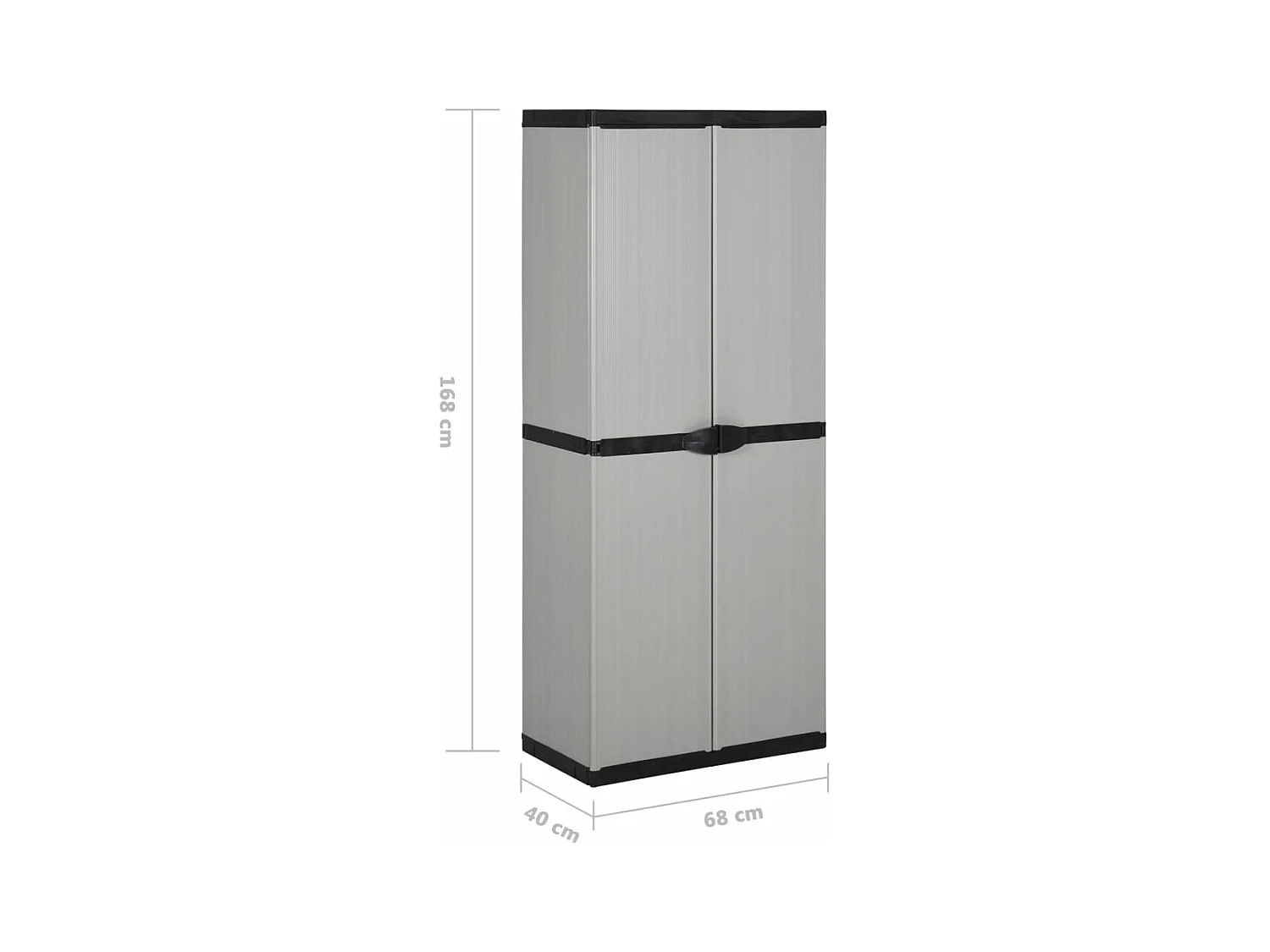 Garten-Lagerschrank mit 3 Böden Grau & Schwarz 68x40x168 cm