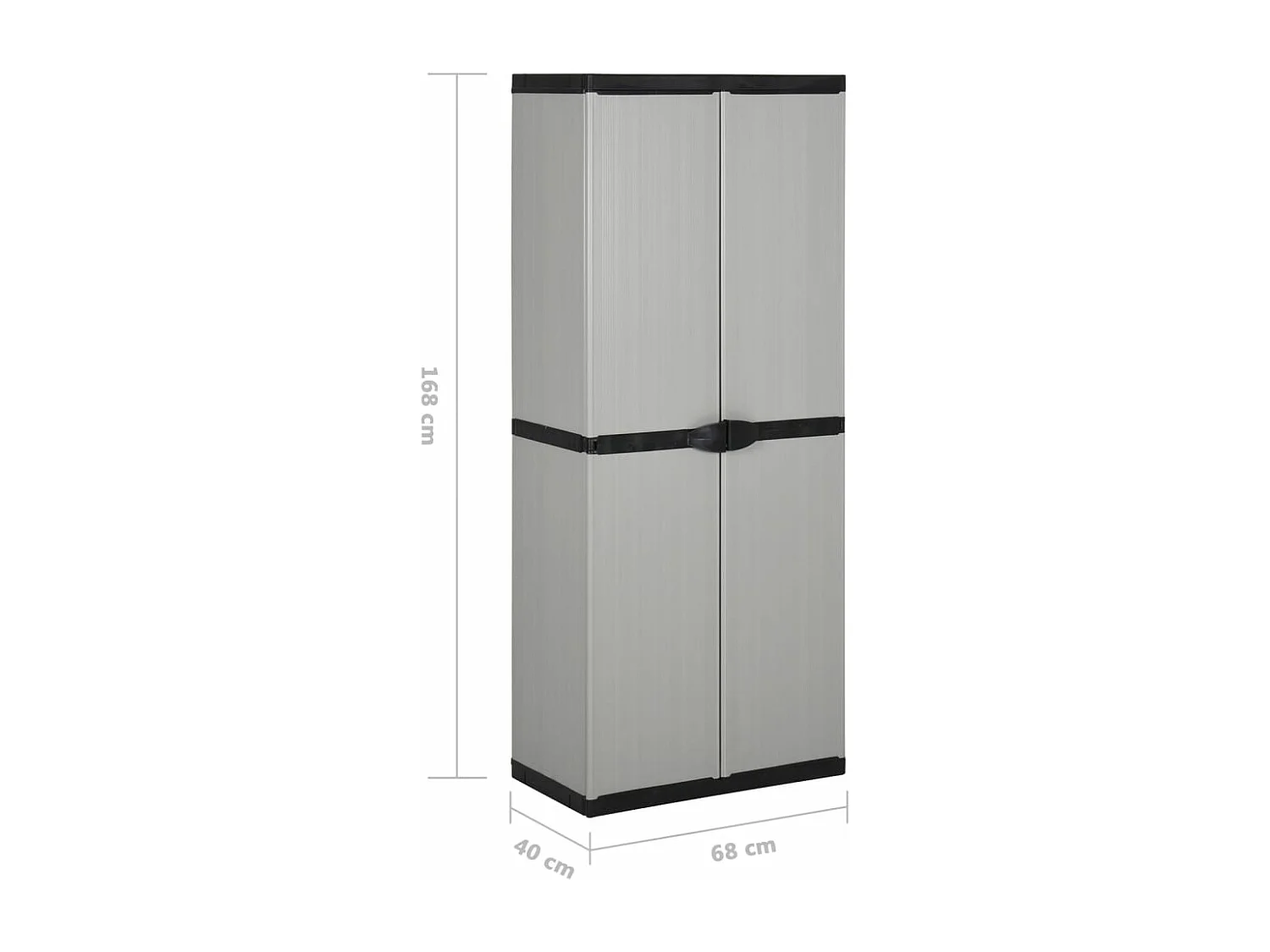 Garten-Lagerschrank mit 3 Böden Grau & Schwarz 68x40x168 cm
