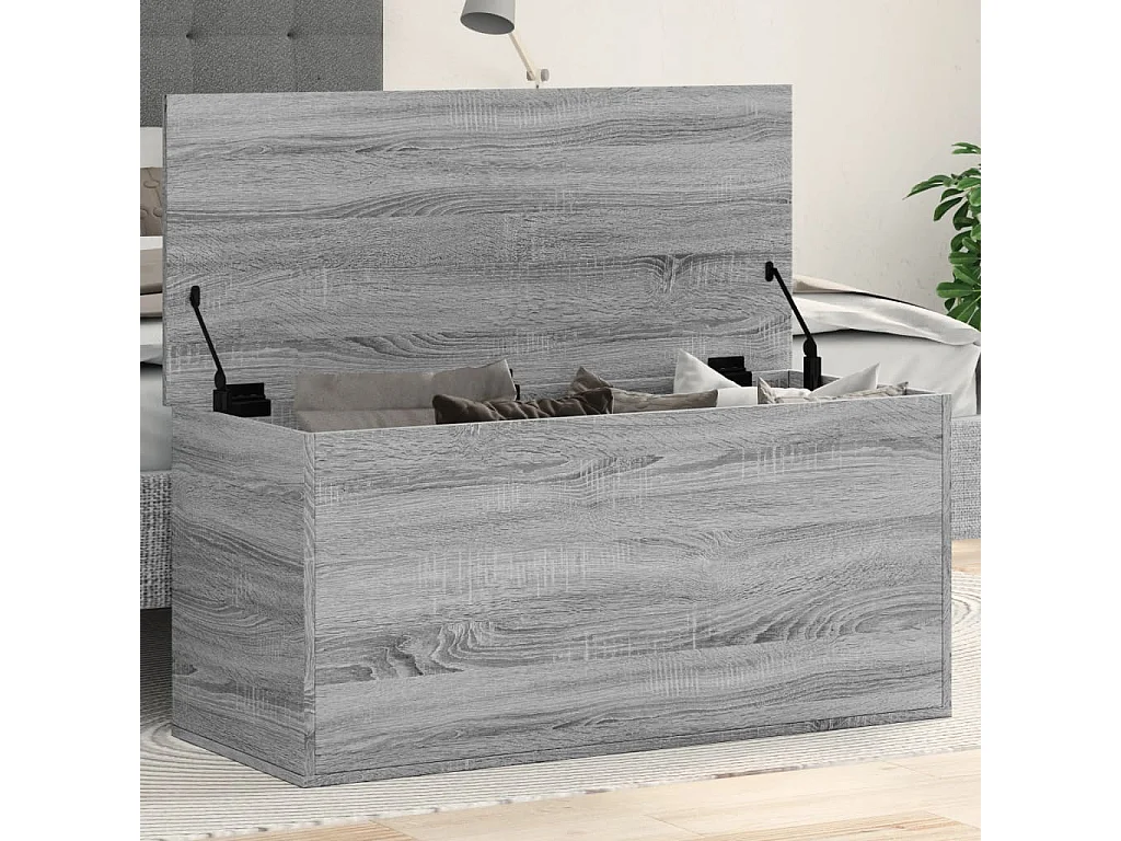 Caixa de arrumação 100x42x46 cm derivados madeira cinza sonoma