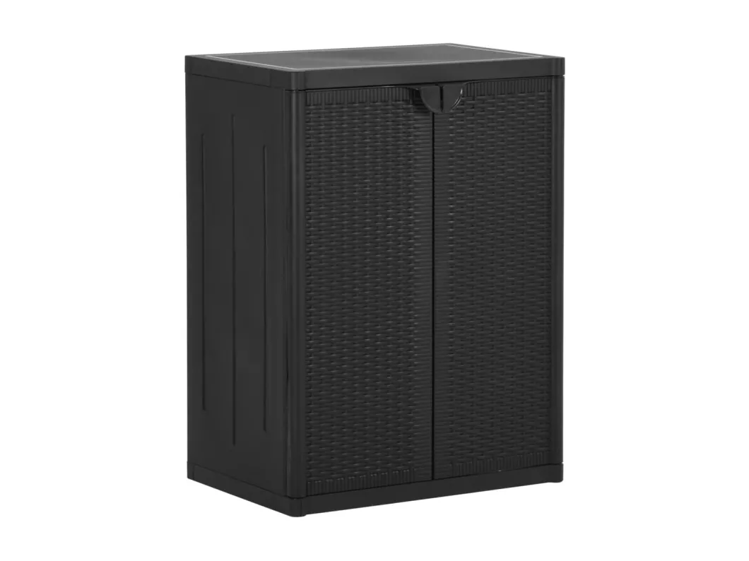 Kauf Unique Gartenschrank Schwarz 65x45x88 cm PP Rattan-Optik