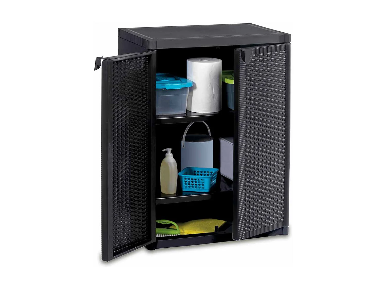 Armoire de rangement de jardin Noir 65x45x88 cm PP Rotin