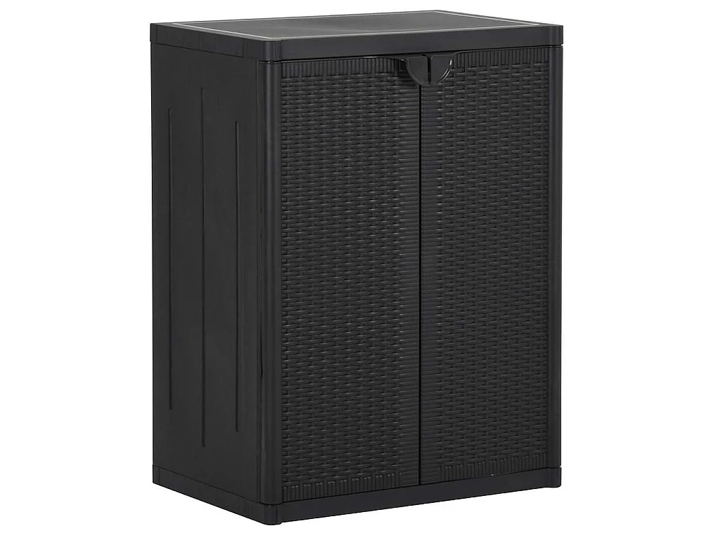 Móvel de arrumação para jardim 65x45x88 cm vime PP preto
