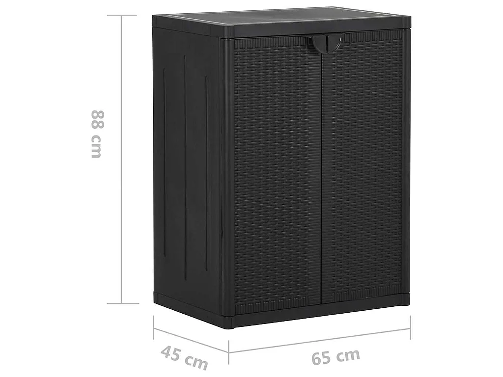 Móvel de arrumação para jardim 65x45x88 cm vime PP preto