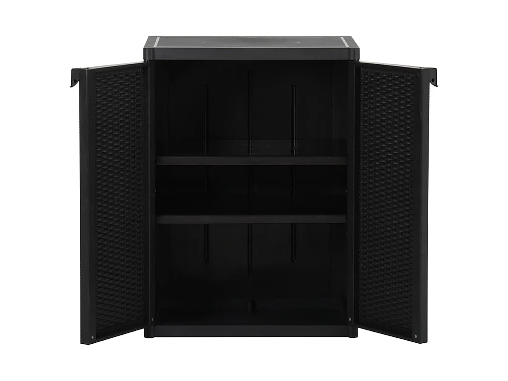 Móvel de arrumação para jardim 65x45x88 cm vime PP preto