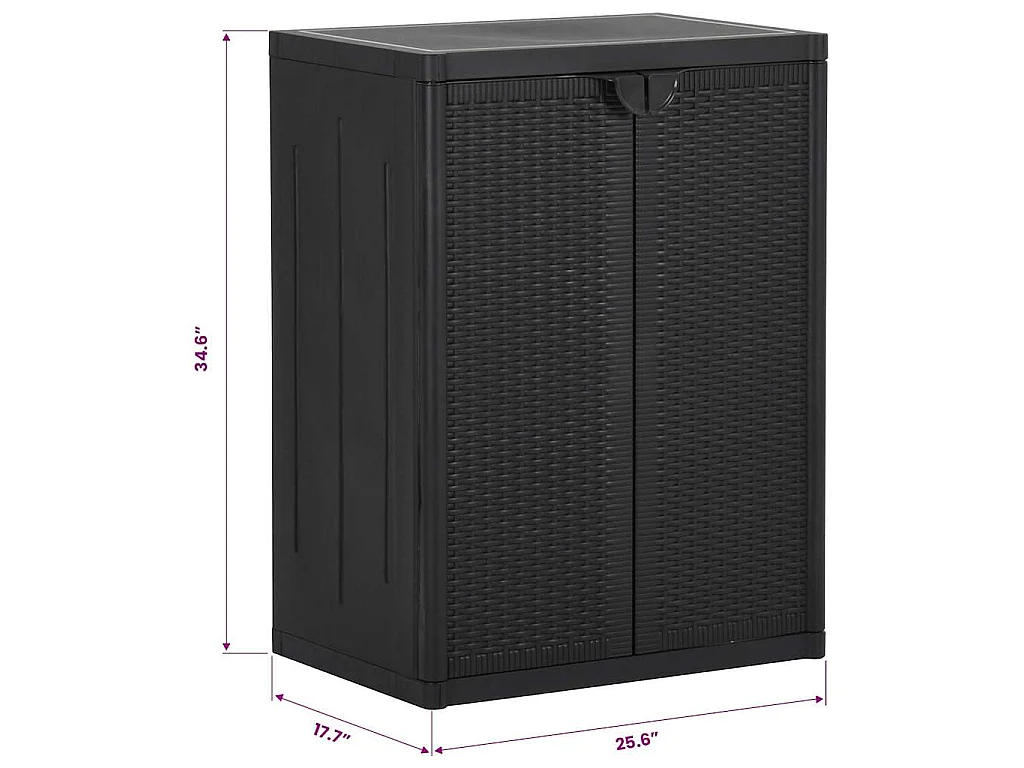 Móvel de arrumação para jardim 65x45x88 cm vime PP preto