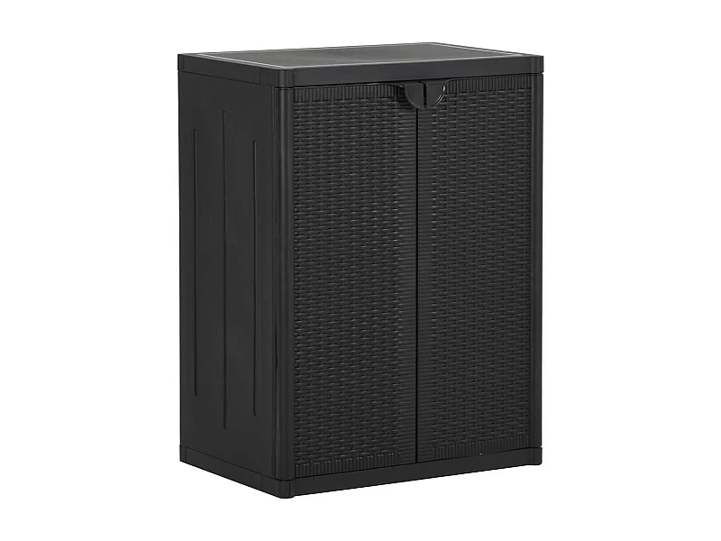 Armadio da Giardino Nero 65x45x88 cm in Rattan PP