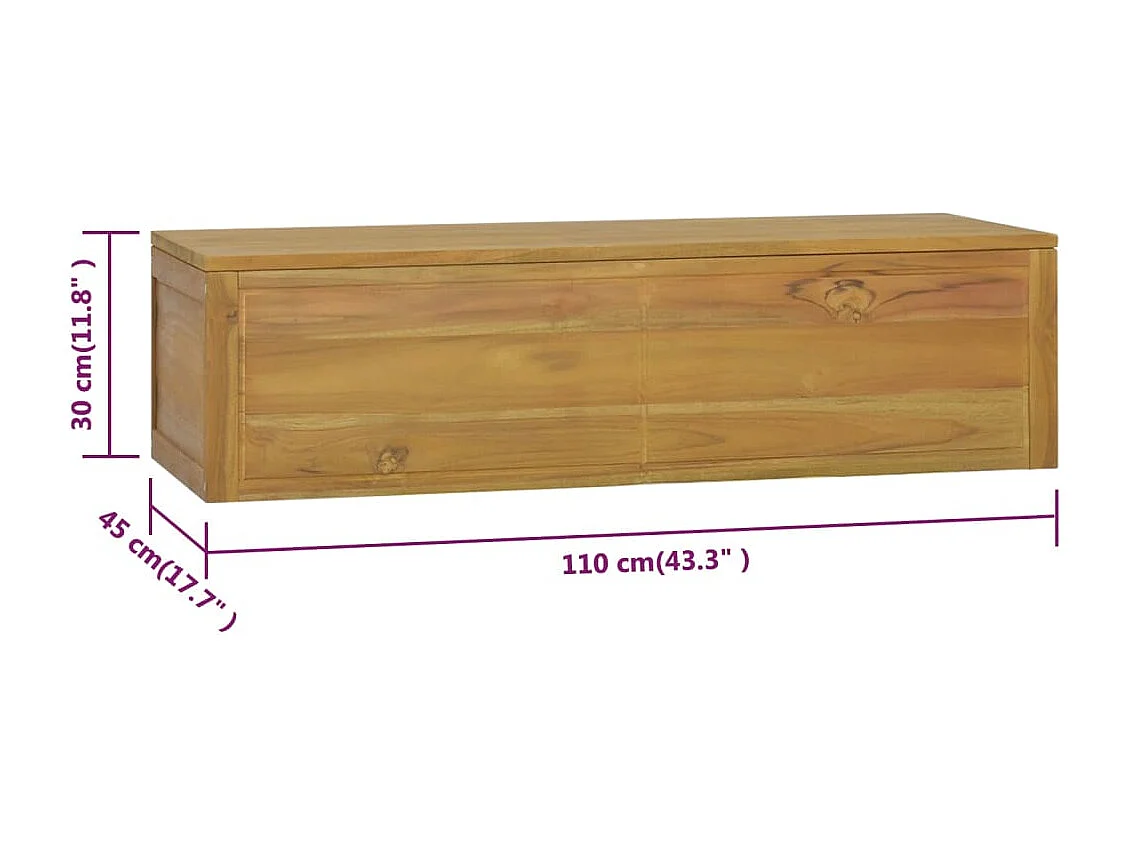 Badkamerwandkast 110x45x30 cm massief teakhout