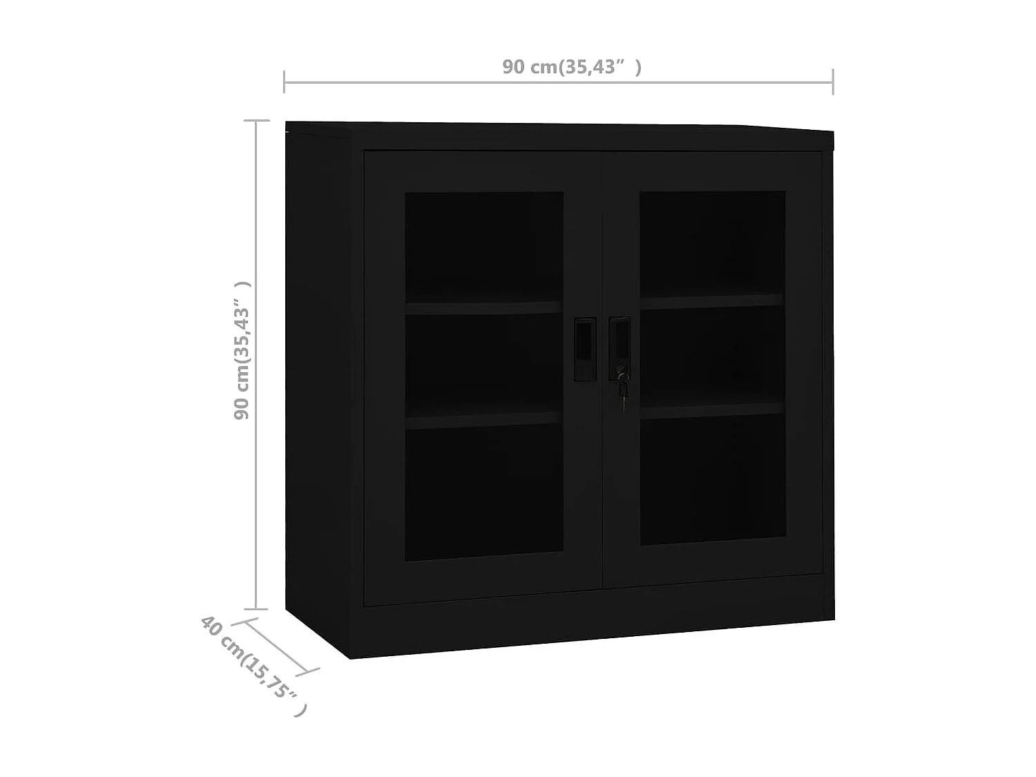 Büroschrank Schwarz 90x40x90 cm Stahl