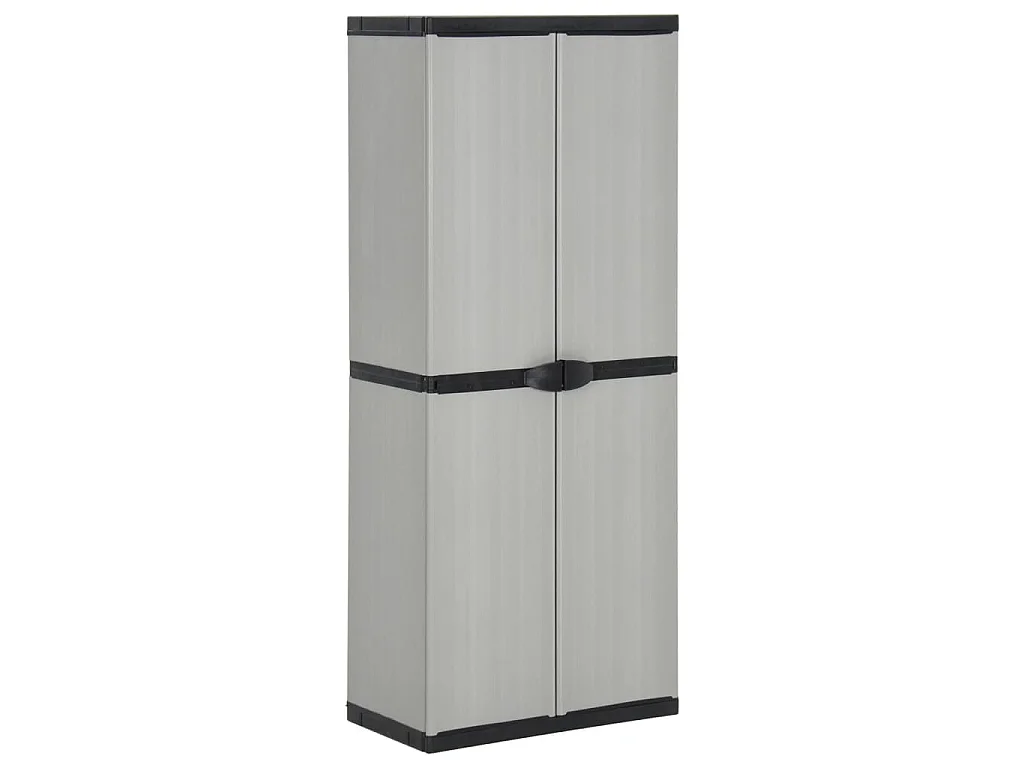 Tuinkast met 3 schappen 68x40x168 cm grijs en zwart