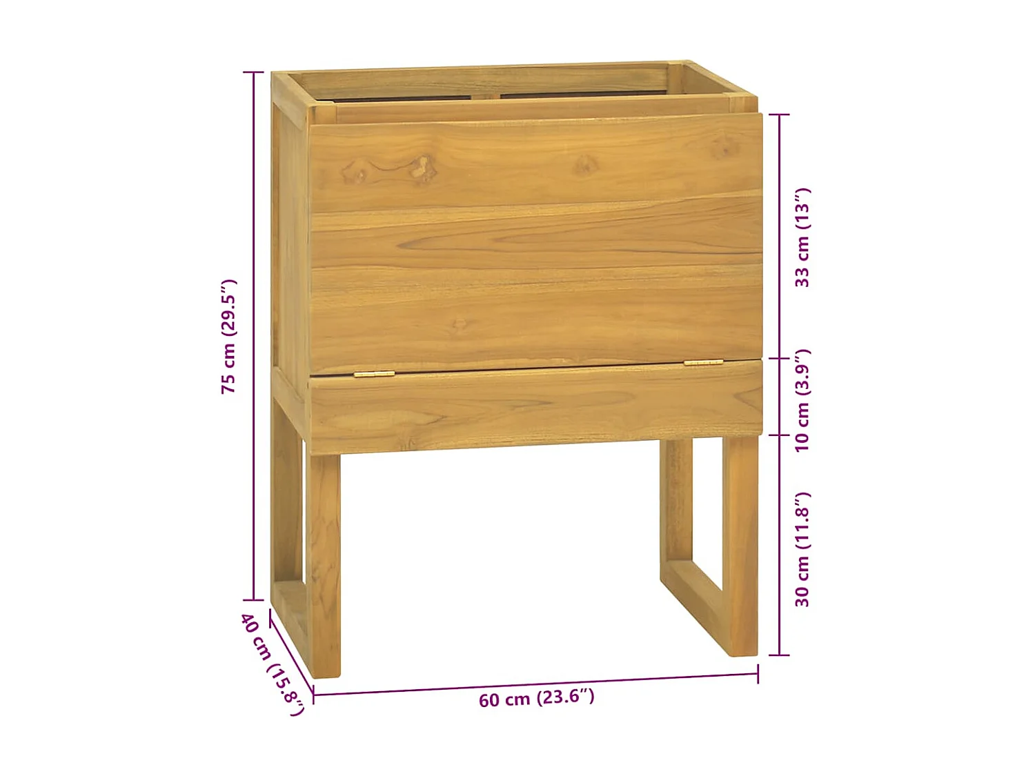 Armoire de salle de bain 60x40x75 cm bois de teck solide