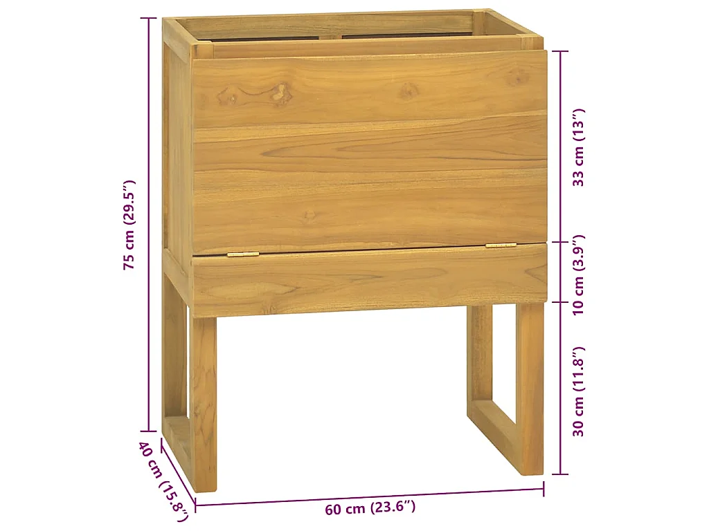 Armoire de salle de bain 60x40x75 cm bois de teck solide