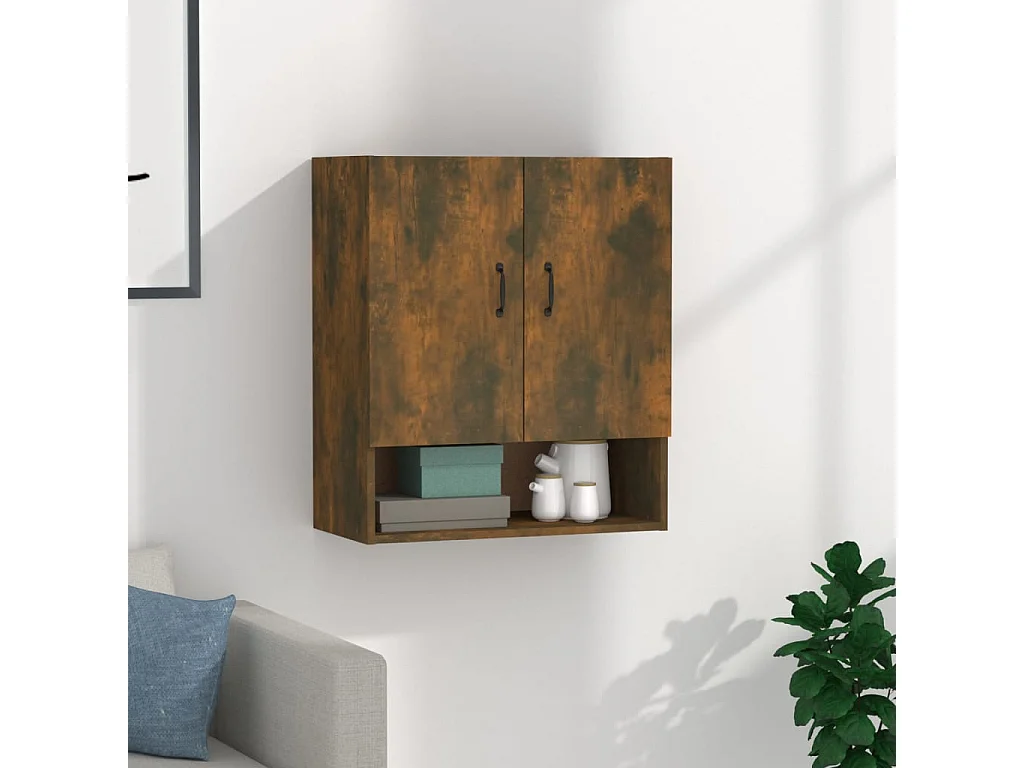 Wandkast 60x31x70 cm bewerkt hout gerookt eikenkleurig