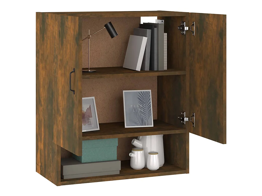 Wandkast 60x31x70 cm bewerkt hout gerookt eikenkleurig