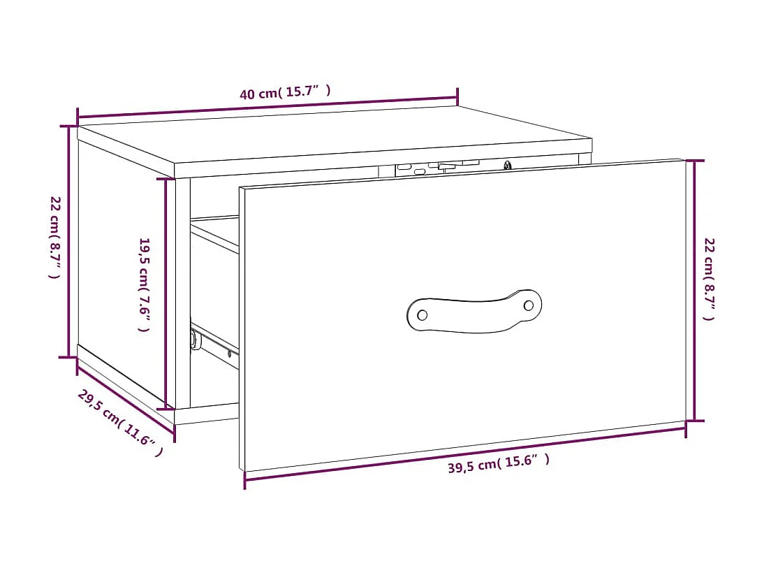 Table de chevet murale Blanc 40x29,5x22 cm