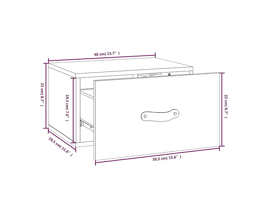 Table de chevet murale Blanc 40x29,5x22 cm