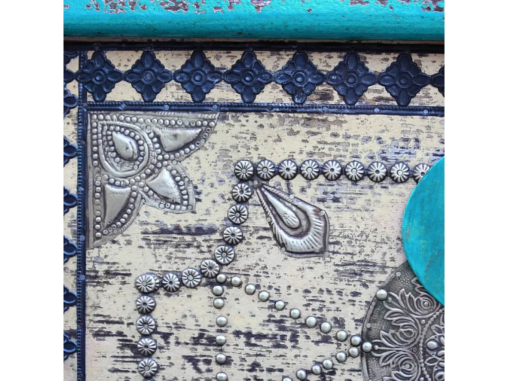 Coffre de rangement Bois de manguier bleu 80 x 40 x 45 cm
