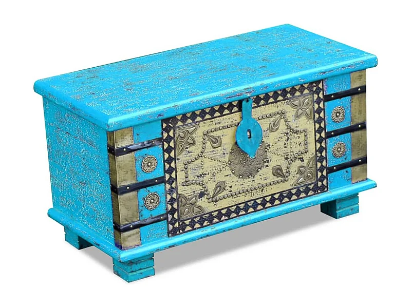 Opbergkist 80x40x45 cm mangohout blauw