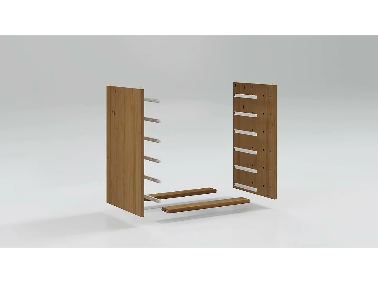 Armoire roulante avec tiroirs MOSS blanc bois de pin solide