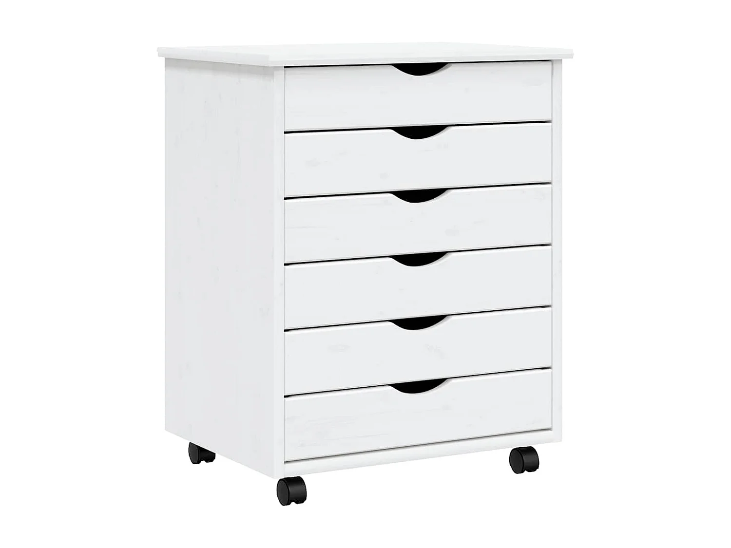 Armoire roulante avec tiroirs MOSS blanc bois de pin solide